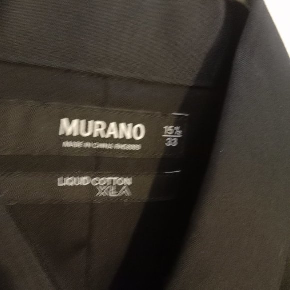 Murano Liquid Cotton XLA Slim-Fit Point-Collar Dress Shirt in Black Size 15 1/2 - Picture 4 of 4